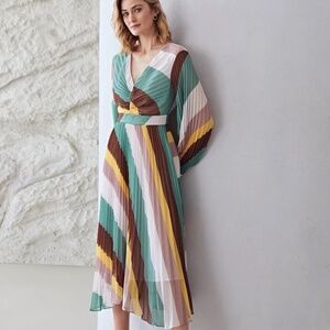 Pleated multi color maxi / midi dress